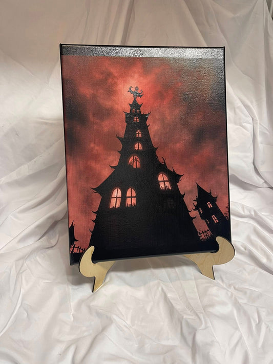 Haunted Halloween House Canvas Print Artwork