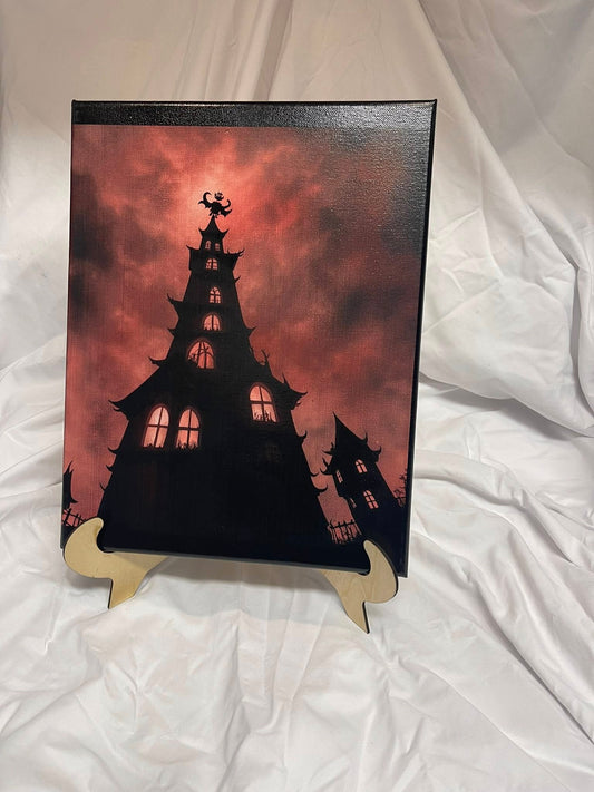 Haunted Halloween House Canvas Print Artwork